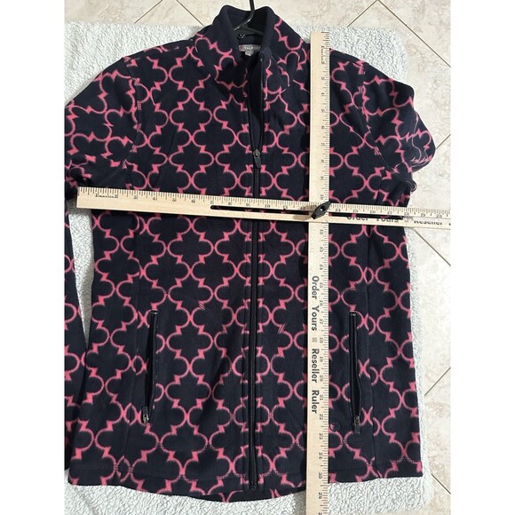 Talbots Fleece Jacket Pink & Navy Women’s Size Medium, Soft With Zip Pockets - Picture 13 of 13